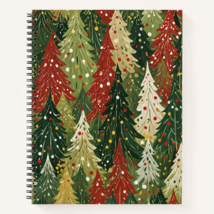 Cuaderno Bosque Estampado de Pinos Festivos
