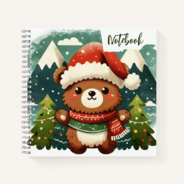 Cuaderno Bosque Festivo – Oso de Santa entre Pinos de Navid