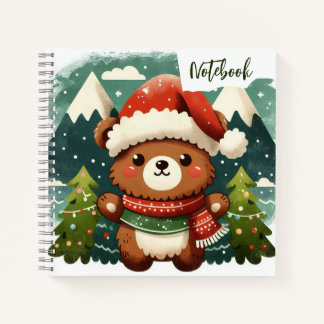 Cuaderno Bosque Festivo – Oso de Santa entre Pinos de Navid