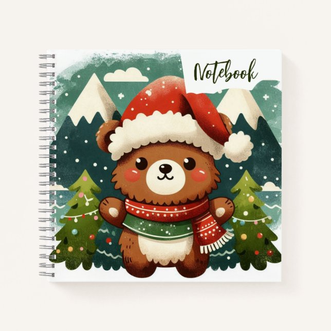 Cuaderno Bosque festivo - Oso Santa entre Navidades (Anverso)