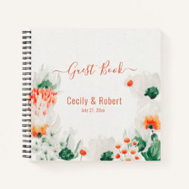 Cuaderno Bosque Floral Rústico Naranja Verde Blanco Invitad
