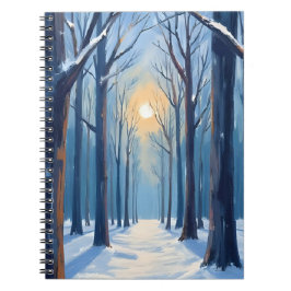 Cuaderno Bosque Invernal Acuarela Árboles Azules
