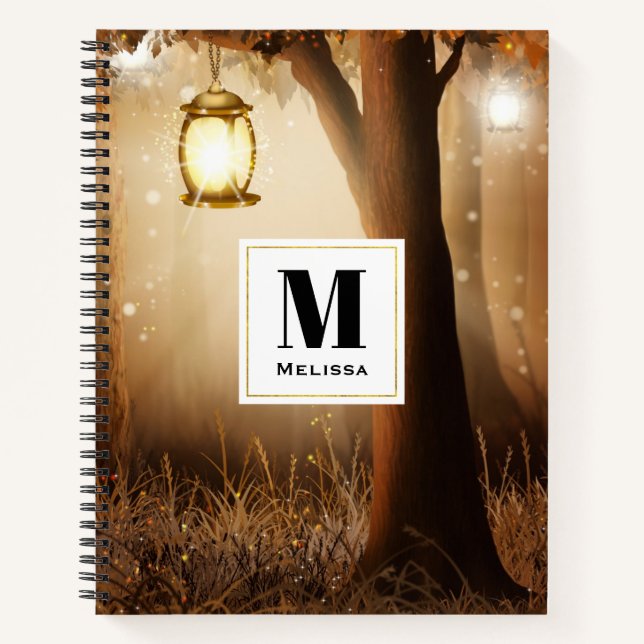 Cuaderno Bosque mágico con luces de hadas Monograma (Anverso)