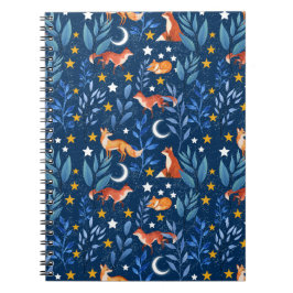 Cuaderno Bosque Nocturno de Zorro Patrón Celeste Sin Costur