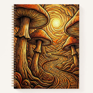 Cuaderno Bosque Oscuro Encantado Hongo Brillante Fantasía N