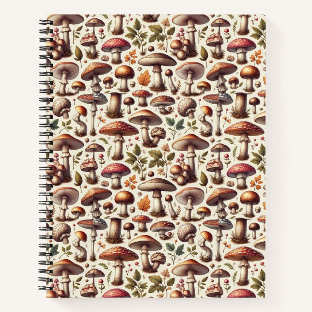Cuaderno Bosque susurrador: Colección de patrones de hongos (Anverso)