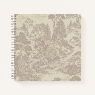 Cuaderno Bosque Toile Animales del Bosque Botánico Vintage 