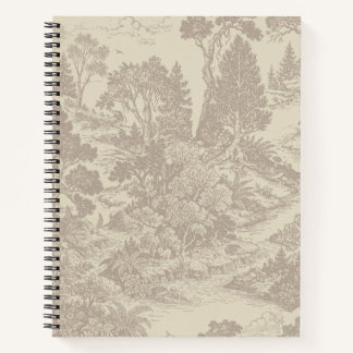 Cuaderno Bosque Toile Animales del Bosque Botánico Vintage