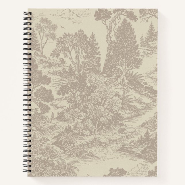 Cuaderno Bosque Toile Animales del Bosque Botánico Vintage  (Anverso)