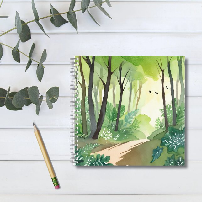 Cuaderno Bosque verde floreciente | Acuarela de la naturale (Subido por el creador)