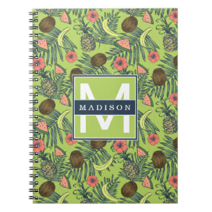 Cuaderno Bosquejo de la fruta tropical en modelo verde