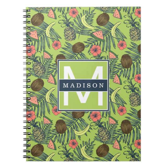 Cuaderno Bosquejo de la fruta tropical en modelo verde (Frente)