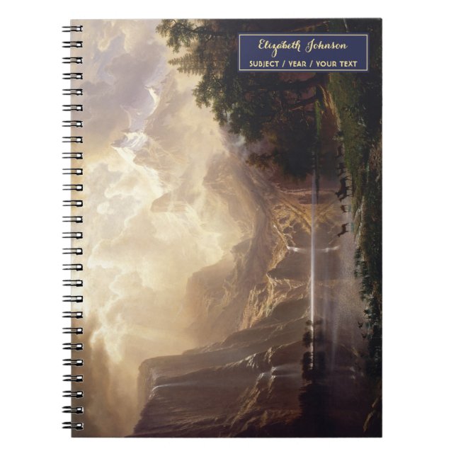 Cuaderno Bosquejo de monograma de oro del arte del paisaje  (Frente)