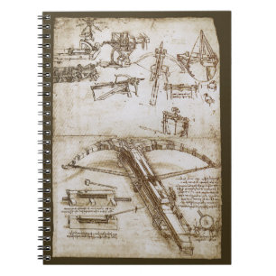 Cuaderno Bosquejo del arma de ballesta gigante de Leonardo 