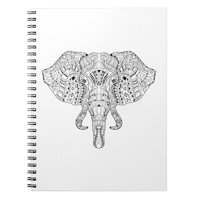 Cuaderno Bosquejo del Doodle de la cabeza del elefante (Frente)