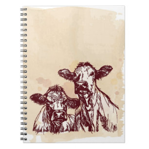 Cuaderno Bosquejo del drenaje de la mano de dos vacas y
