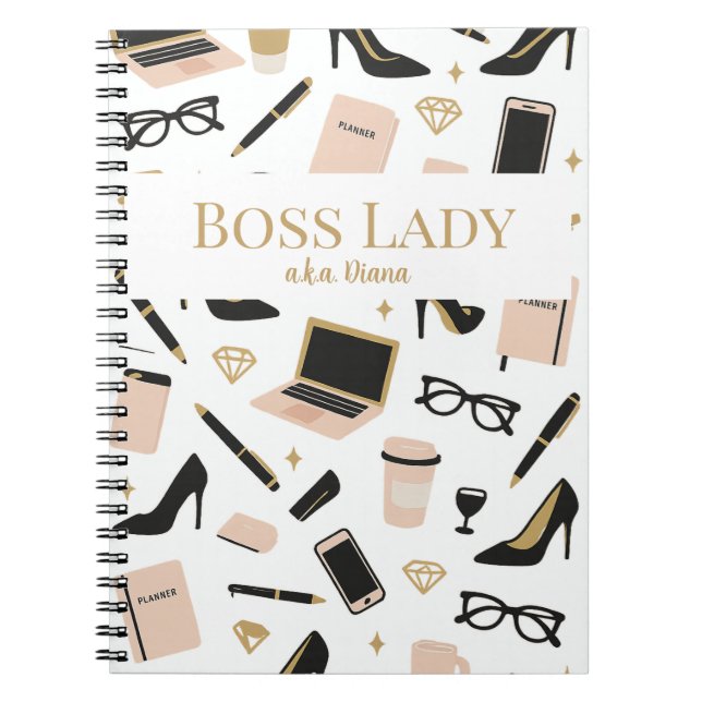 Cuaderno Boss Lady Notebook – Custom Name Gift for Women (Frente)