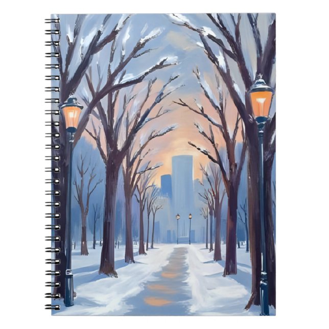 Cuaderno Boston Common | Winter Snowfall Watercolor (Frente)
