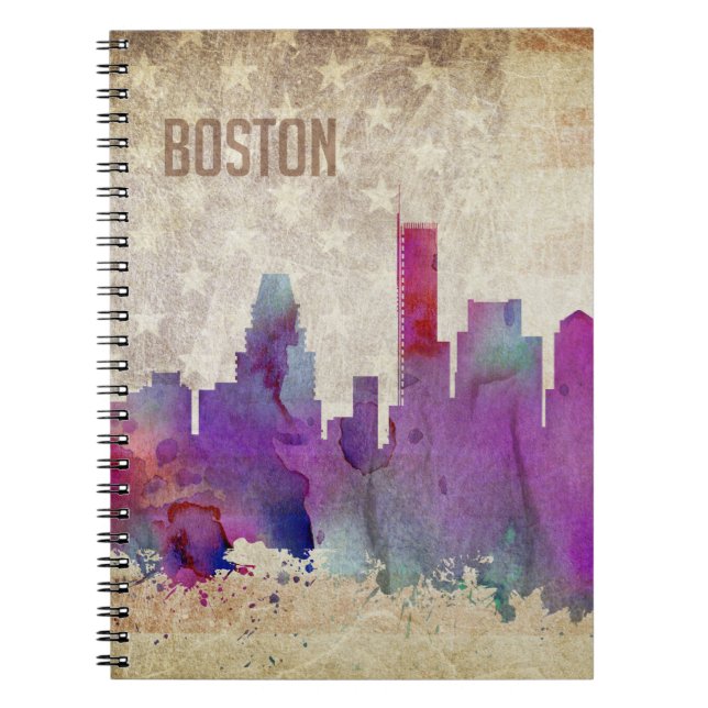 Cuaderno Boston, horizonte de la ciudad de la acuarela de (Frente)