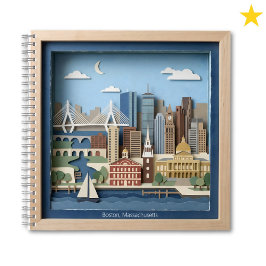 Cuaderno Boston Massachusetts America Layered Paper Art