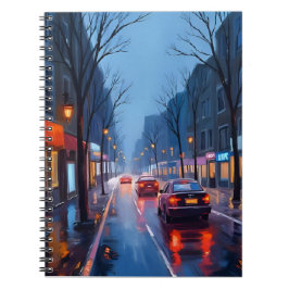 Cuaderno Boston Rain | Downtown City Street Massachusetts