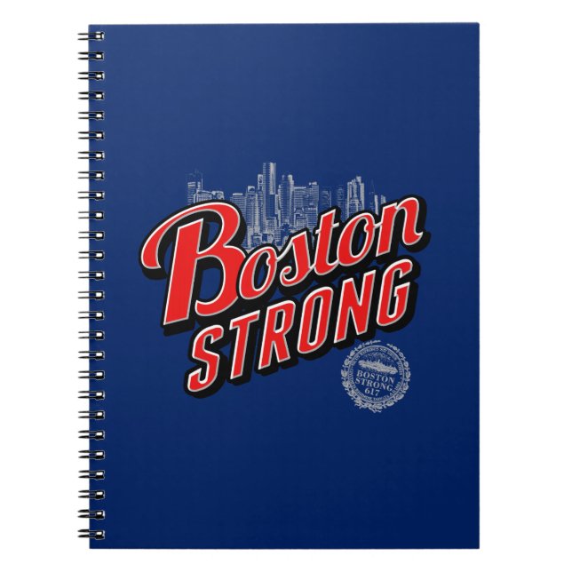 Cuaderno Boston Strong en decoración roja y azul (Frente)