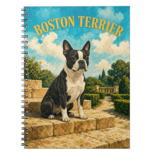 Cuaderno Boston Terrier, Arte de Perro Acuarela Vintage
