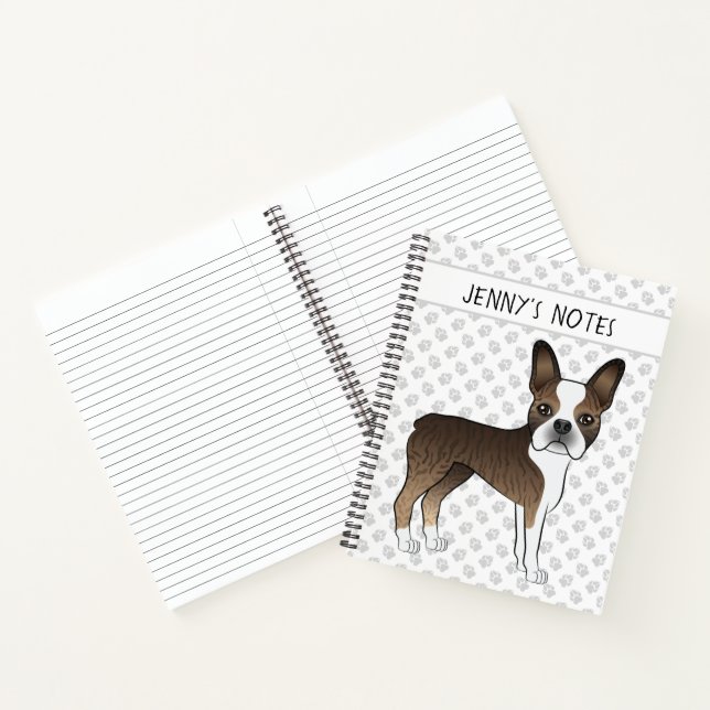 Cuaderno Boston Terrier atigrado perro de dibujos animados  (Interior)