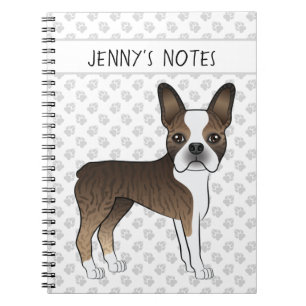 Cuaderno Boston Terrier atigrado perro de dibujos animados