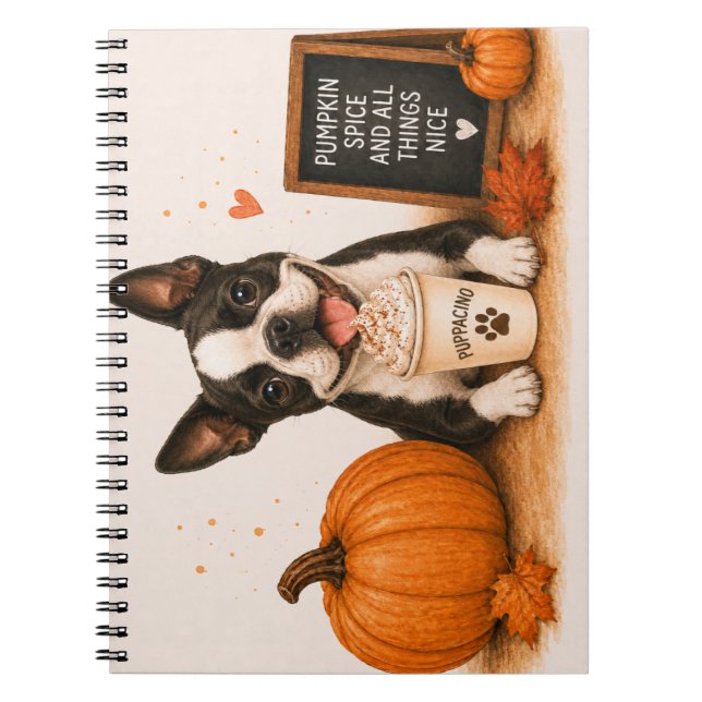 Cuaderno Boston Terrier Café de Otoño (Frente)