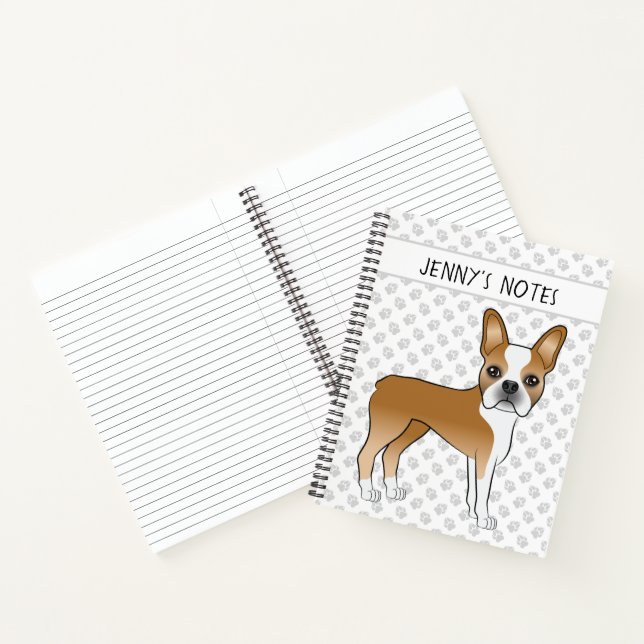 Cuaderno Boston Terrier cervato lindo perro de dibujos anim (Interior)