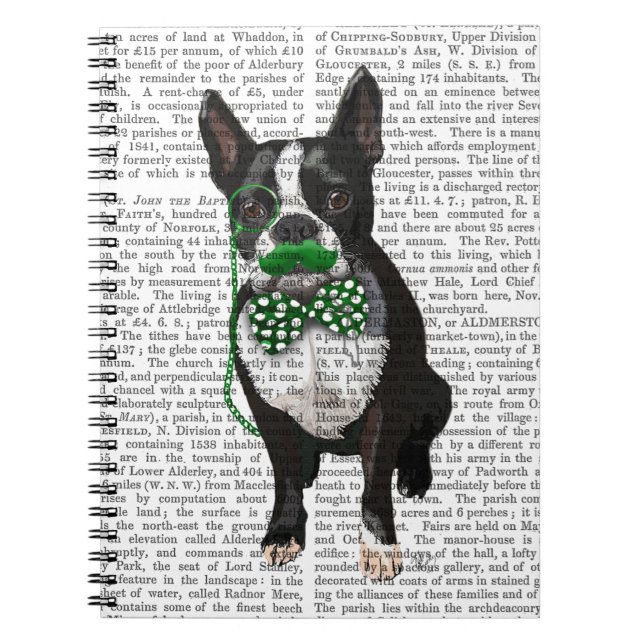 Cuaderno Boston Terrier Con Dolor Verde Y Bastante (Frente)