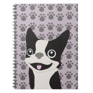 Cuaderno Boston Terrier, lavanda púrpura