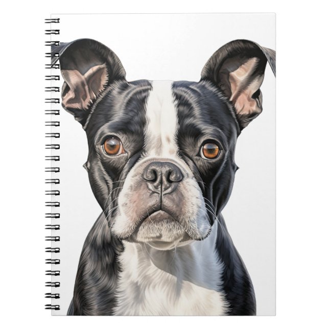 CUADERNO BOSTON TERRIER PERRO CUTE NEGRO Y BLANCO (Frente)