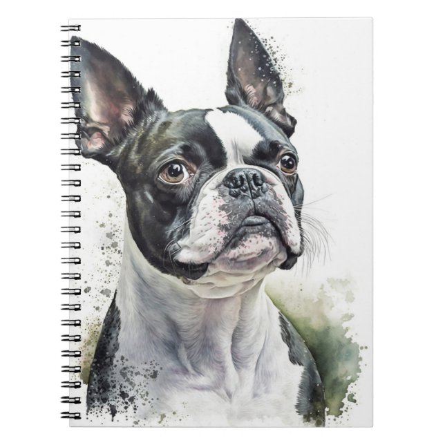 CUADERNO BOSTON TERRIER PERRO CUTE NEGRO Y BLANCO (Frente)