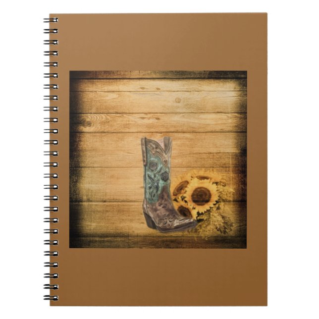 Cuaderno Bota de vaquero de girasol de occidente meteorizad (Frente)