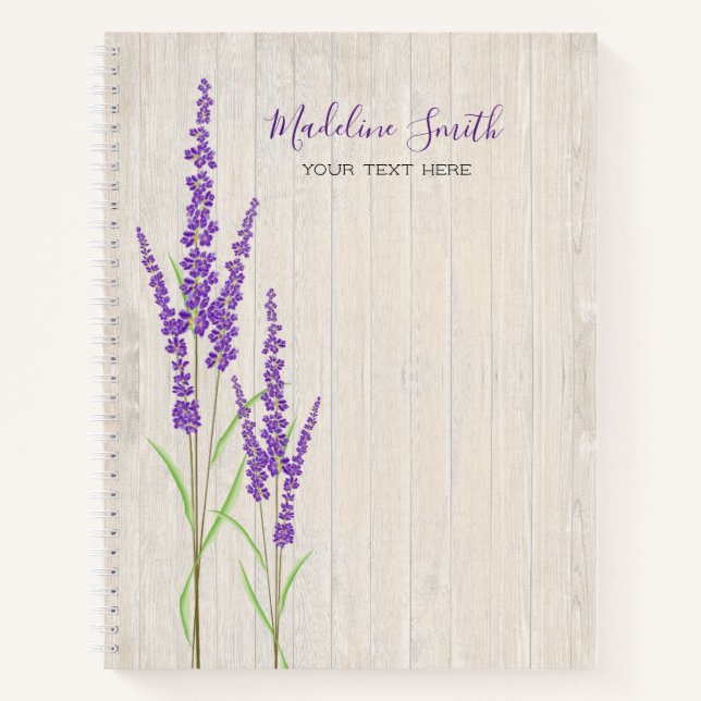 Cuaderno Botánica de lavanda rústica | PERSONALIZABLE (Anverso)
