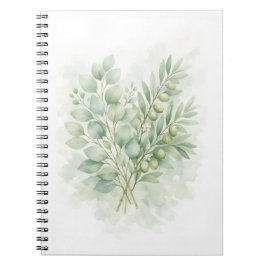 Cuaderno Botánica de Pastel Verde: Hojas de Acuarela
