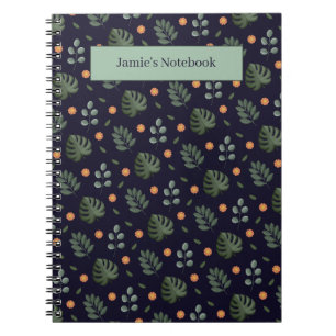 Cuaderno Botánico Azul Marino con Nombre Personali