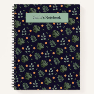 Cuaderno Botánico Azul Marino con Nombre Personali