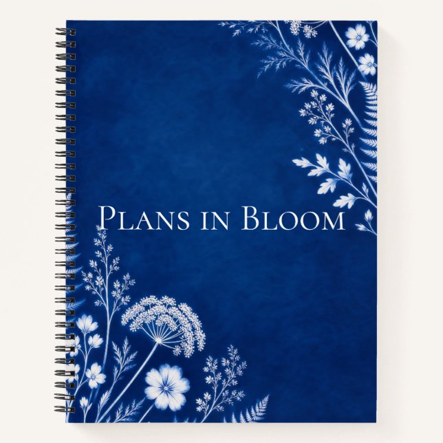 Cuaderno Botánico Azul Planes en Flor (Anverso)