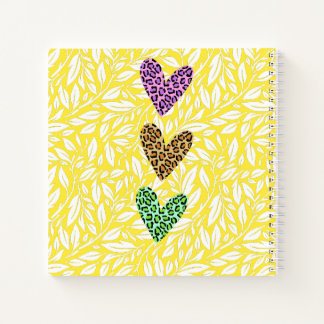 Cuaderno Botánico colorido con corazón Rosa azul monograma