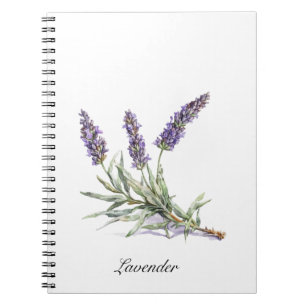 Cuaderno Botánico de bienestar de lavanda en acuarela perso