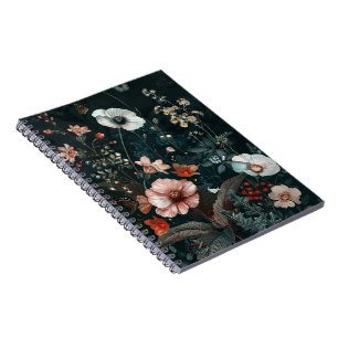 Cuaderno Botánico de flores silvestres académicas oscuras v