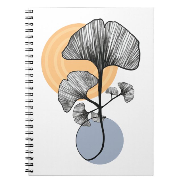 Cuaderno Botánico de Hoja de Ginkgo Moderno (Frente)