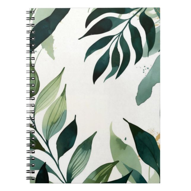 Cuaderno Botánico de Lujo Verde Esmeralda y Dorado (Frente)