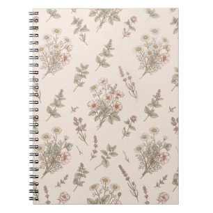 Cuaderno Botánico de Rosa Vintage y Flores Silvest