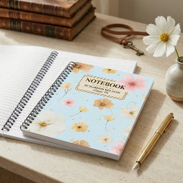 Cuaderno Botánico Floral Acuarela Azul Beige