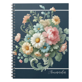 Cuaderno Botánico floral acuarela elegante personalizado