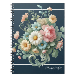 Cuaderno Botánico floral acuarela elegante personalizado